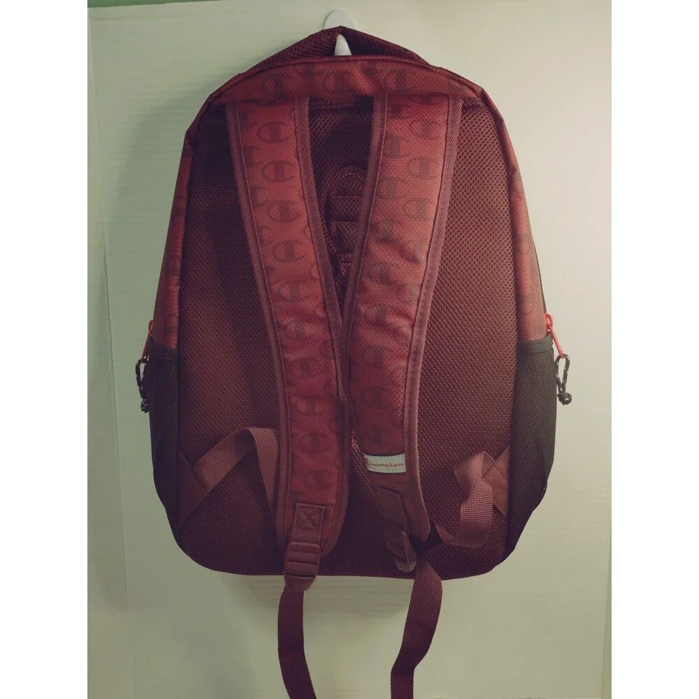Champion Men's Red Logo Backpack Large Zip Laptop Sleeve